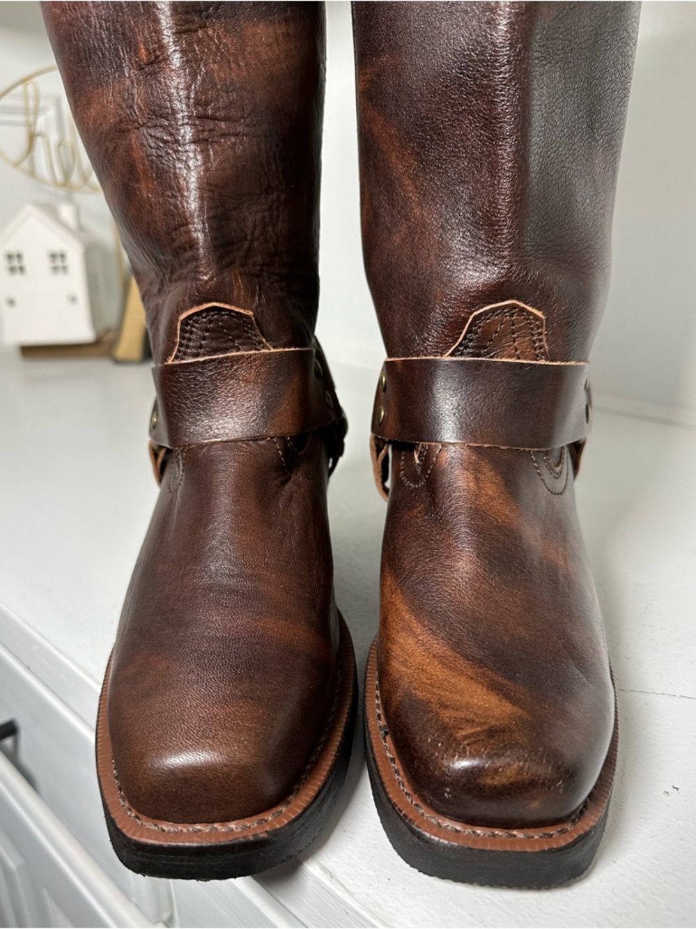 **SOLD**Dingo Harness Boots Womens 6.5 Brown Leather Moto Western Buckle Riding - Picture 3 of 8